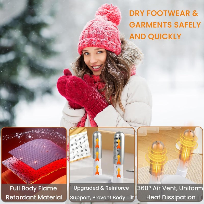 Break The Waves Shoe Dryer Glove Dryer, Dry Wet Shoes with 360°Heat Blower, Intelligent Shoes Dryer with Four Timer, Suitable for Sneaker, Glove, Boots, Ski Boot, Helmet, Folding and hanging Design - Image 4